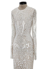 Beautiful Spring 2022 Naeem Khan Bridal Collection 'Salinas' Ivory Net Dress w Sequin Pattern & Trained Skirt