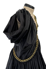 Amazing Fall 2009 Junya Watanabe Black Padded Nylon Dress w Gold Chain Detailing