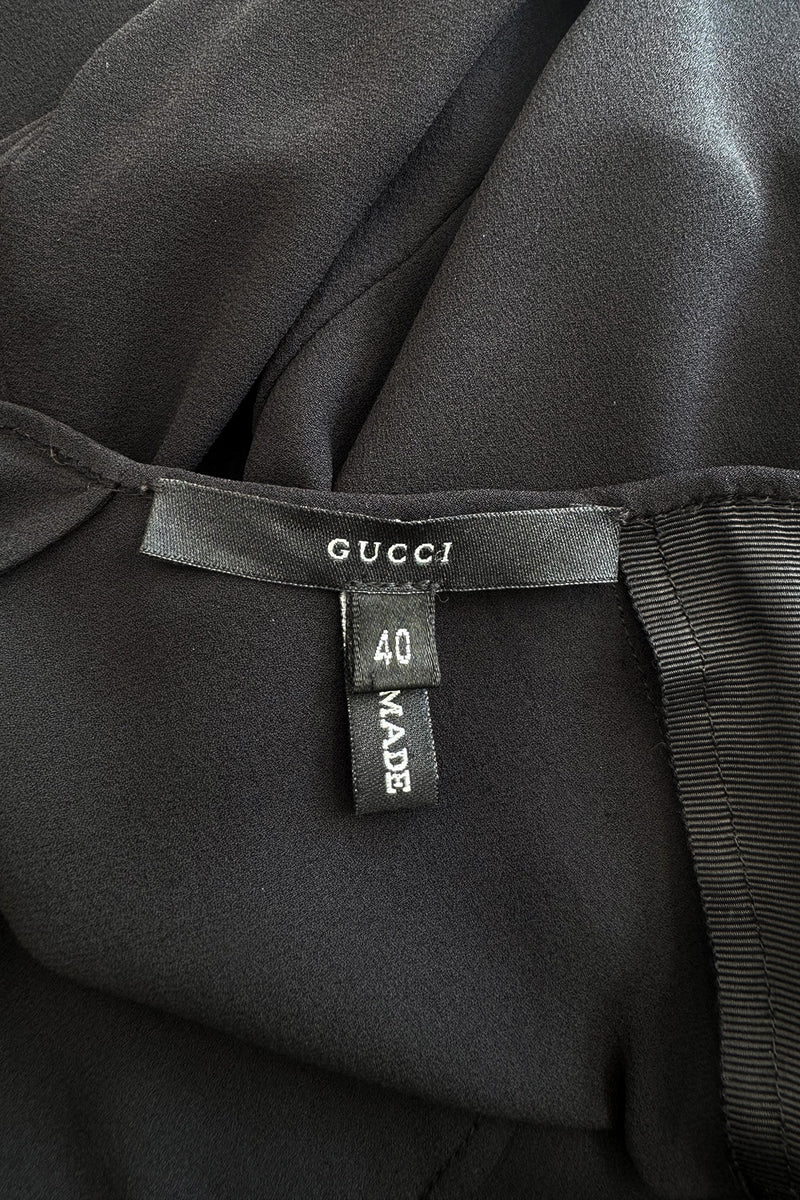 Chic & Simple Fall 2001 Gucci by Tom Ford Runway Look 20 Black Silk Side Zipper Sheath Dress