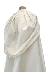 Incredible 1970s Loris Azzaro Ivory Silk Fantasty Voluminous Full Trained Cape w Oversized Hood