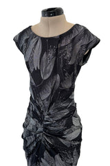 Outstanding Fall 2009 Christian Dior by John Galliano Bias Cut Metallic Silver Floral Print Dress
