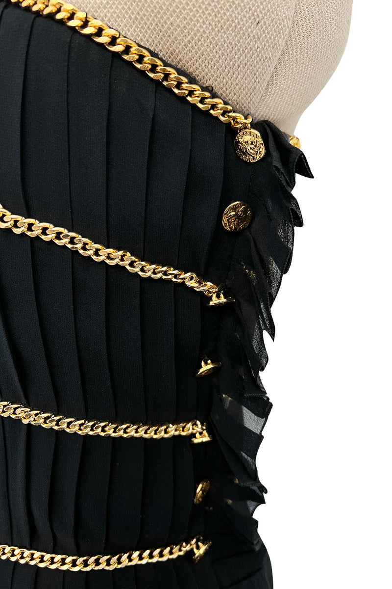 Incredible Spring 1988 Chanel by Karl Lagerfeld Runway Black Pleated S Shrimpton Couture Incredible Spring 1988 Chanel by Karl Lagerfeld Runway Black Pleated S Shrimpton Couture