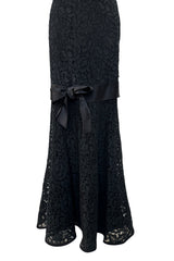 Spring 1987 Yves Saint Laurent Haute Couture Strapless Black Handmade Lace Dress