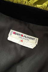 Amazing Fall 1984 Yves Saint Laurent Runway Black Velvet Wrap Dress w Olive Silk Taffeta Ruffles