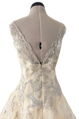 Dreamy Pre-Fall 2015 Oscar de la Renta Look 36 Metallic Gold Applique & Ivory Net Dress