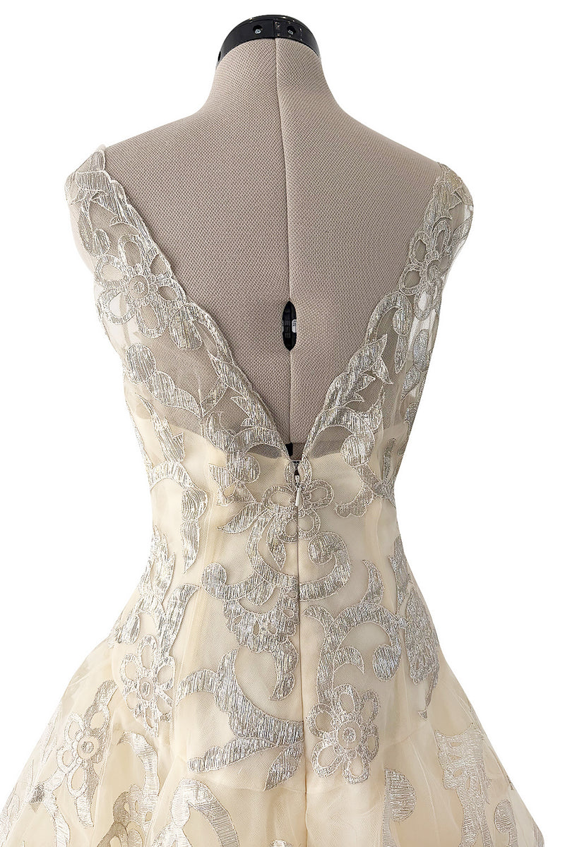 Dreamy Pre-Fall 2015 Oscar de la Renta Look 36 Metallic Gold Applique & Ivory Net Dress