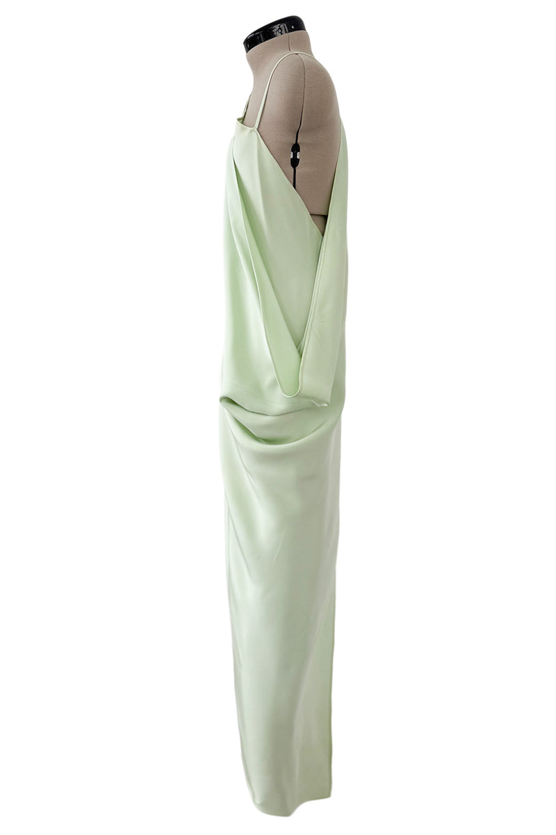Rare Spring 1978 Philippe Venet the Haute Couture Runwau Sample Pale Mint Silk One Shoulder Dress
