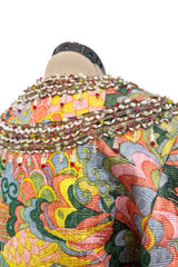 Wonderful 1968 Oscar de la Renta Gold Metallic Thread Silk Brocade Dress w Extensive Beadwork