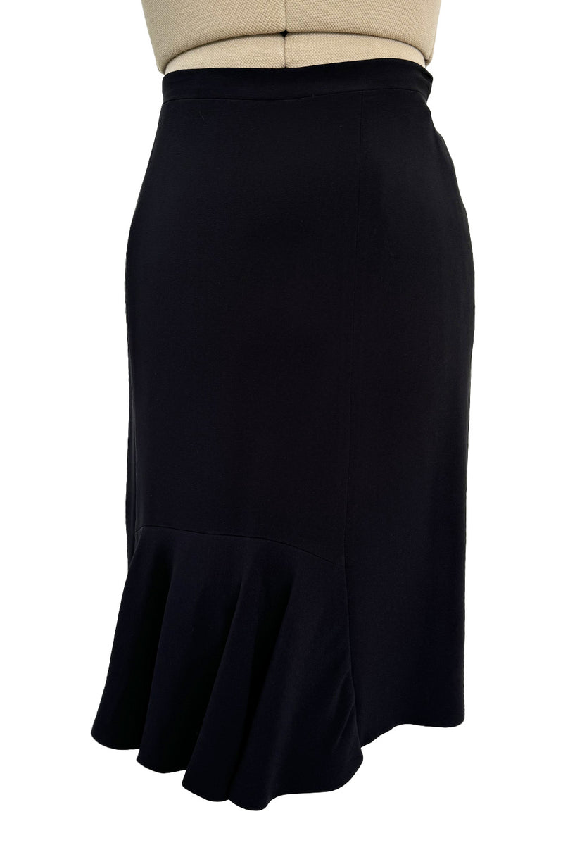 Pre-Fall 2011 Christian Dior by John Galliano Black Silk Suit w Back Flared Skirt & Gathered Detailed Jacket