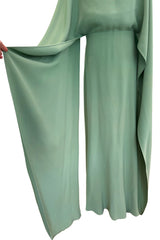 Exceptional 2010s Valentino by Pierpaolo & Piccioli & Maria Grazia Chiuri Pale Green Backless Caped Sleeve Dress