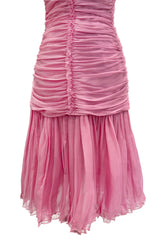 Recent Prada by Miuccia Prada Pale Pastel Pink Silk Chiffon Gathered Halter Dress