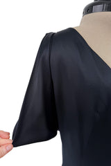 Fabulous 2010 Alexander McQueen Bias Cut Liquid Black Silk Dress w Amazing Wide Loop Sleeves