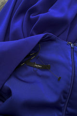Spring 2020 Alex Perry Runway Brilliant Blue Dress w Twist Front & to the Floor Caped Sleeves
