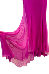 Prettiest Cruise 2010 Christian Dior by John Galliano Deep Raspberry Pink Silk Chiffon Crossed Bodice Dress