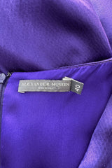 2007 Alexander McQueen Purple Bias Cut Liquid Silk Satin Dress w Amazing Sleeves
