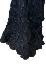 Spring 2008 Oscar De La Renta Black Embroidered Beaded Ribbon Work Floral Silk Organza Dress