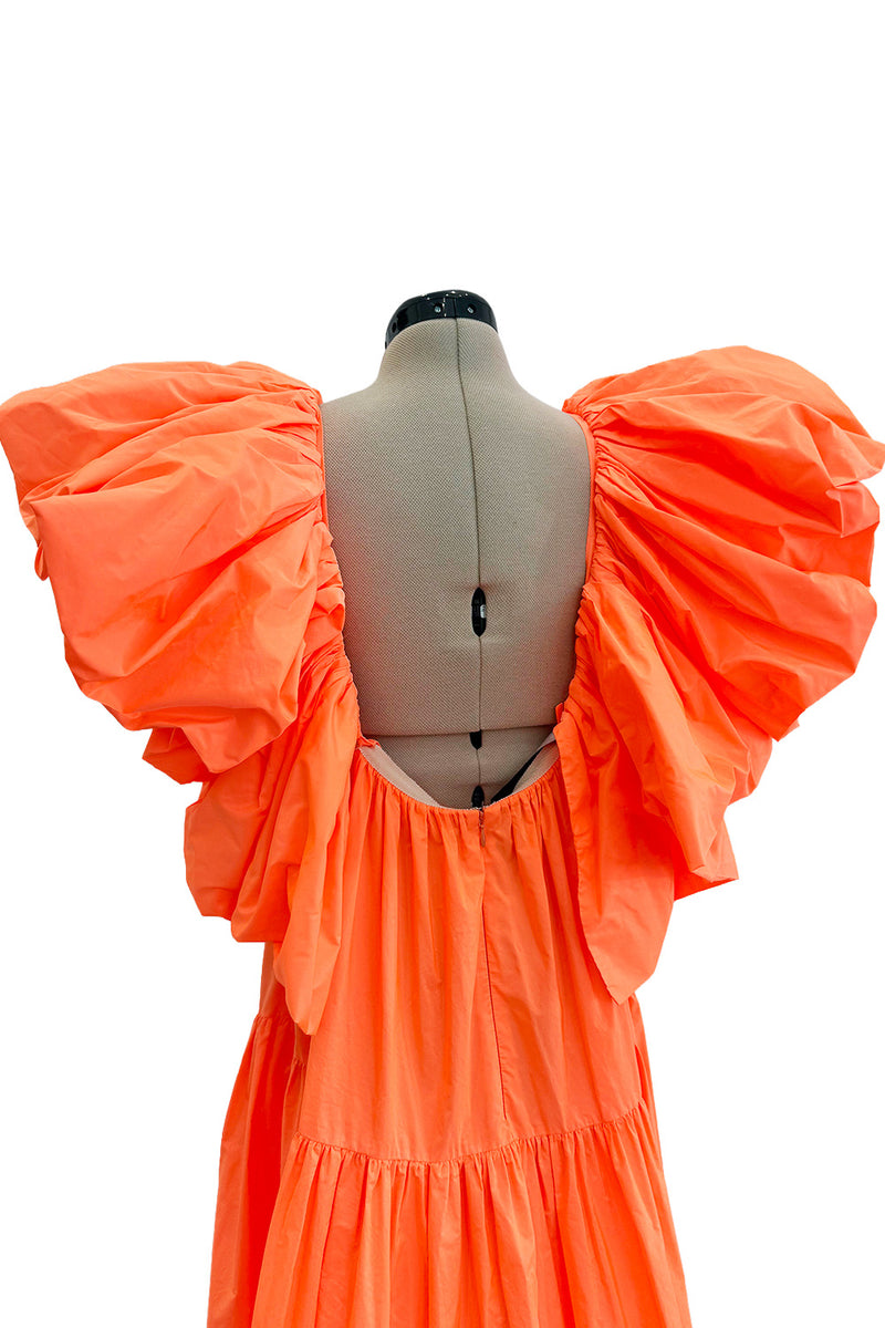 Spectacular Spring 2020 Valentino by Pierpaolo Piccioli Neon Orange Tent Dress w Outstanding Capped Sleeves