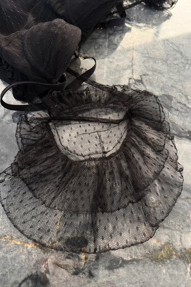 Rare Spring 2008 John Galliano Black Version of Look 13 Production Label Black Lace Dress