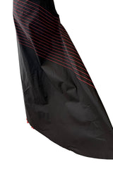 Exquisite Fall 1978 Stavropoulos Bias Cut Black Silk Dress w Red Striped Pattern & Red Underskirt