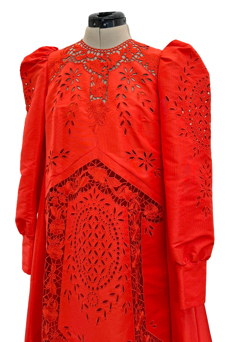 Spring 2020 Erdem Runway Look 41 Coral Red Embroidered Cut-Out Runway Shrimpton Couture Spring 2020 Erdem Runway Look 41 Coral Red Embroidered Cut-Out Runway Shrimpton Couture