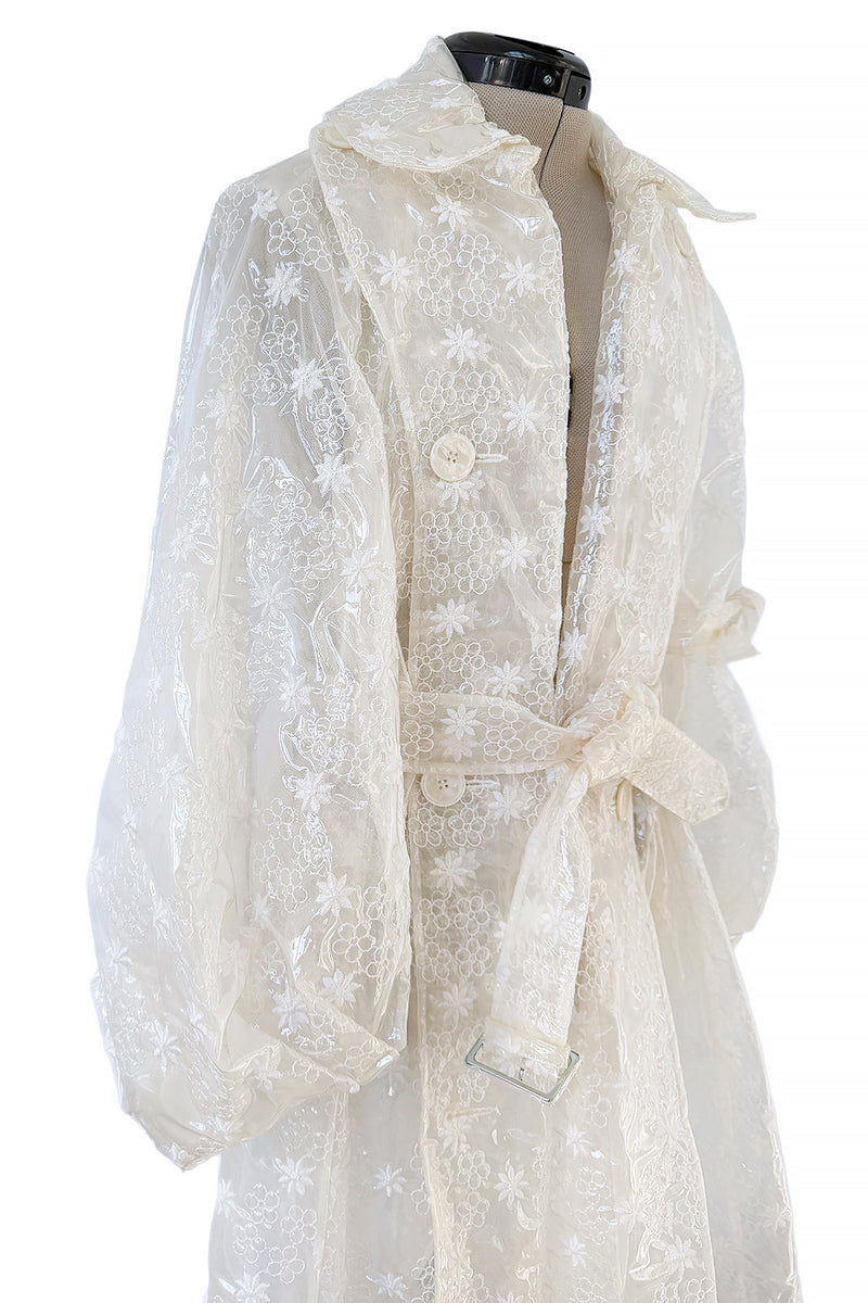 Spring 2017 Simone Rocha Runway Look 6 Transparent Raincoat w Embroidered Tulle Backing
