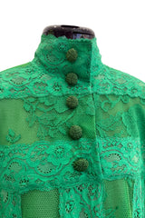 Remarkable Resort 2019 Gucci by Alessandro Michele Runway Look 9 Green Lace & Net Ruffle Dress w Train