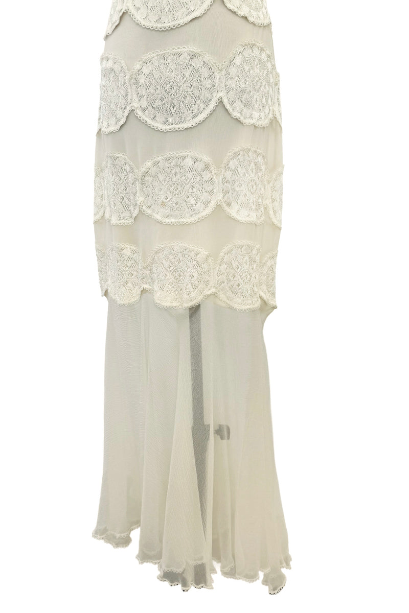 Prettiest Spring 2005 Christian Dior by John Galliano Knit & Silk Chiffon Ivory Dress