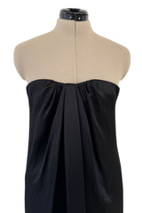 Fabulous 2008 Alexander McQueen Strapless Black Silk Dress w Vibrant Pink Patent Leather Belt
