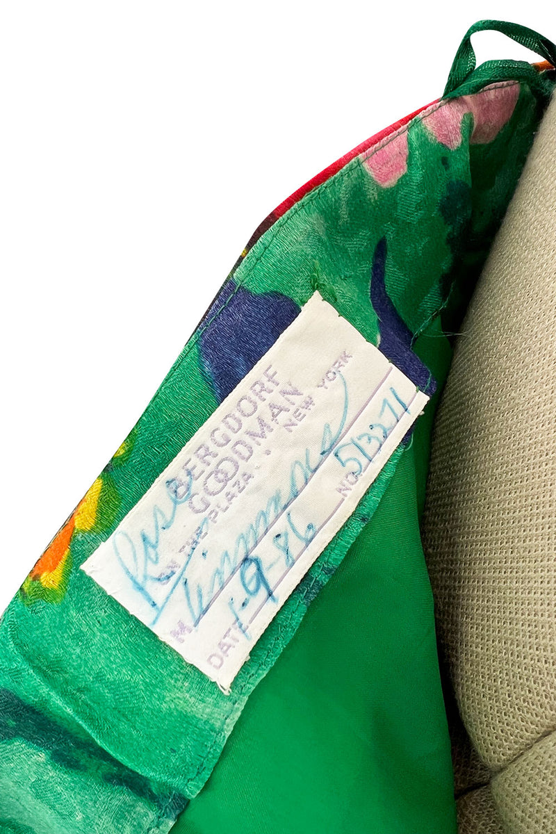 Prettiest Spring 1986 Arnold Scaasi Strapless Bright Floral Print Silk Dress
