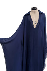 Fall 2014 Valentino by Pierpaolo & Piccioli & Maria Grazia Chiuri Deep Blue Silk Chiffon Caftan Dress
