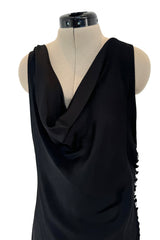 Outstanding Spring 2000 Christian Dior by John Galliano Black Silk Bias Cut Dress w Low Back