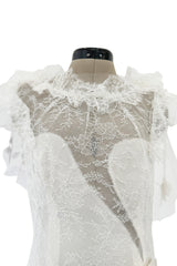 Dreamy Fall 2016 Rodarte Runway Look 40 White Lace, Silk & Net Bias Cut Dress w Hand Done Detailing