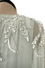Spectacular Cruise 2011 Christian Dior by John Galliano Pale Seafoam Silk Chiffon Embellished Caftan Dress