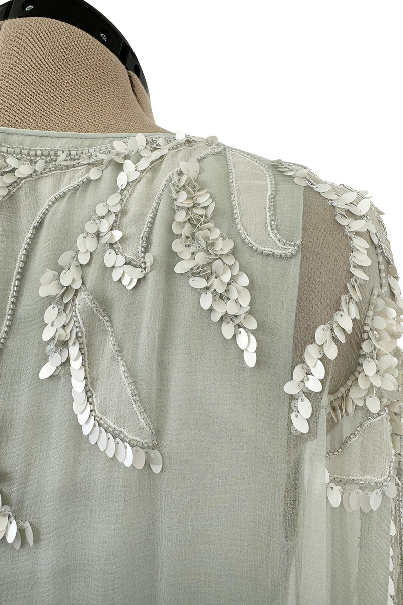 Spectacular Cruise 2011 Christian Dior by John Galliano Pale Seafoam Silk Chiffon Embellished Caftan Dress