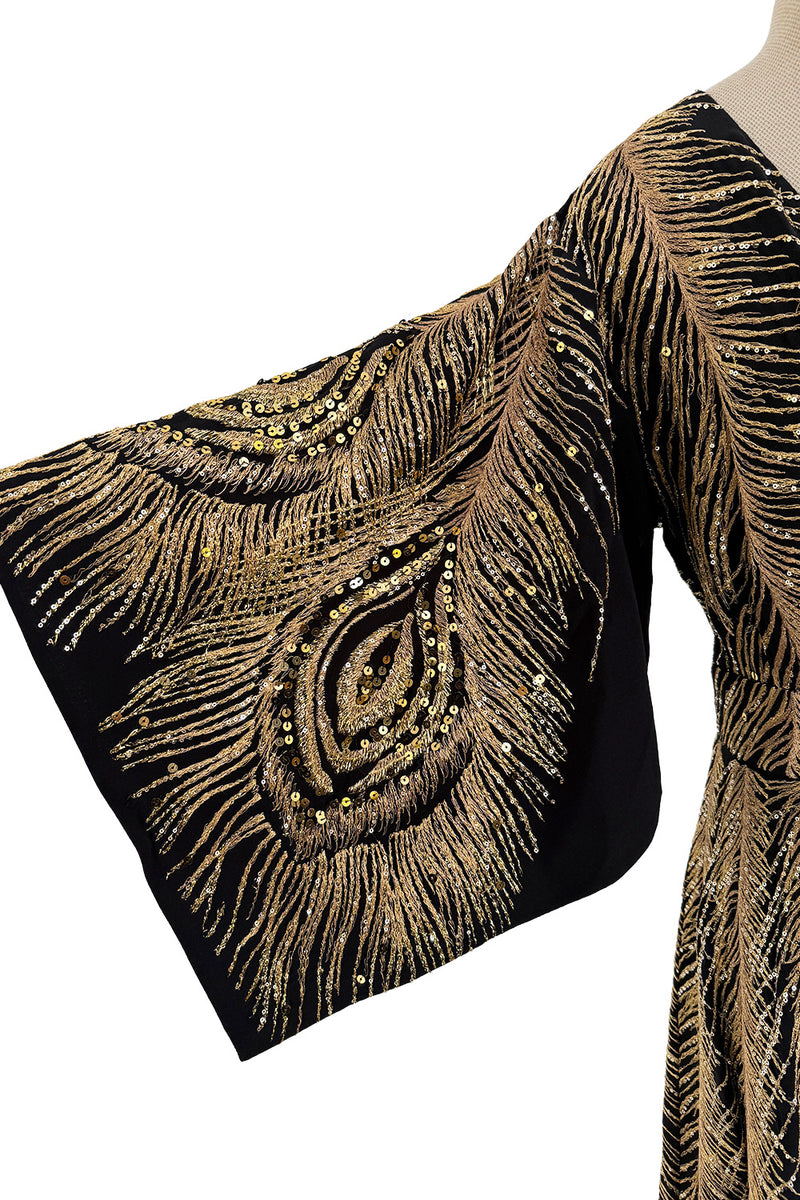 Pre-Fall 2016 Saint Laurent by Hedi Slimane Runway Look 37 Gold Metallic Thread & Sequin Feather Dress