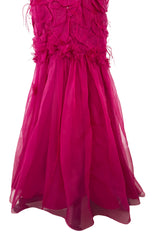 1990s Thierry Mugler Pink Silk Organza Halter Dress w Full Lower Skirts & Sequin Detailing