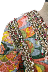 Wonderful 1968 Oscar de la Renta Gold Metallic Thread Silk Brocade Dress w Extensive Beadwork