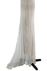 Dreamy 1993 John Anthony Couture Ivory Silk Chiffon Dress w Extensive Beading & Train