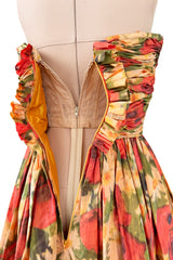 Resort 2009 Oscar de la Renta Runway Look 59 Strapless Coral Silk Dress w Full Bubble Hem Skirt