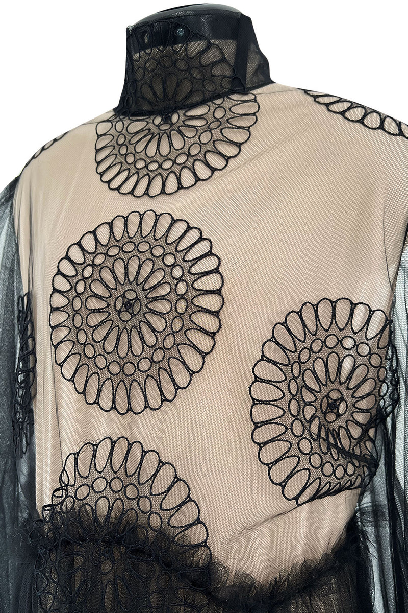 Incredible Spring 2017 Valentino Pierpaolo Piccioli Runway Black Embroidered Net Dress