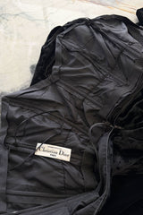 Fall 1984 Christian Dior by Marc Bohan Haute Couture Runway Black Velvet Dress w Wide Neckline