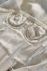 Exceptional 1959 Balenciaga Haute Couture Strapless Ivory Silk Chiffon w Metallic Embroidery