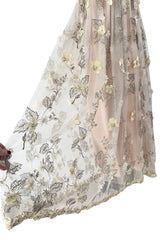 Outstanding 1967 George Halley Couture Heavily Embroidered, Rhinestone & Applique Soft Pink Dress