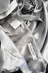 Fall 2008 Christian Dior by John Galliano Bias Cut Silver Silk Halter Dress w Flower Detailng