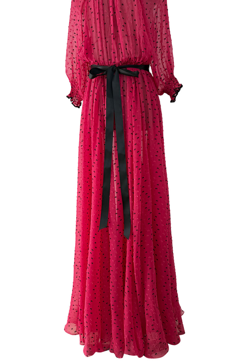 Recent Christian Dior Deep Pink Chiffon Dress w Black Dots & Gathered – Shrimpton Couture