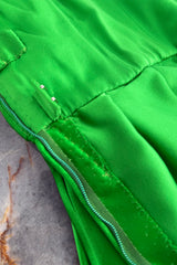 Superb Fall 1987 Yves Saint Laurent Haute Couture Green Version of Runway Dress w Silk Bow