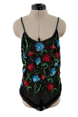 Fantastic Fall 1999 Giorgio Armani Runway Beaded Sequin Net Bodysuit & Deep Pink Skirt Set