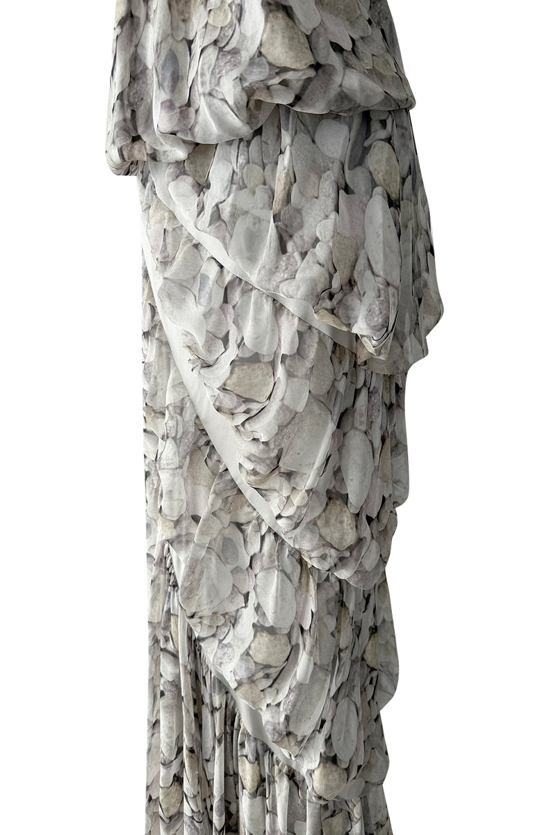 Dreamy Fall 2008 Ungaro by Esteban Cortazar Runway Look 18 Printed Chiffon Backless Halter Dress