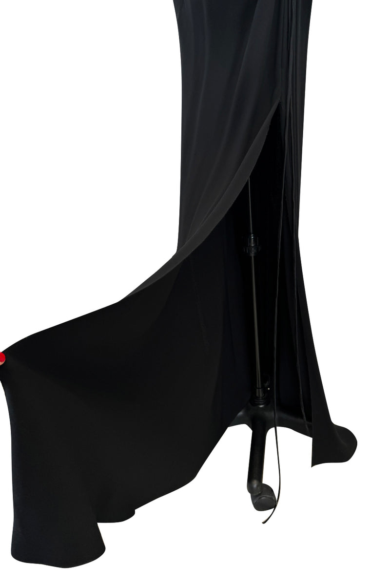 Spring 2004 Valentino Black Silk Bias Cut Dress w Open Side Lace Up Cut Out