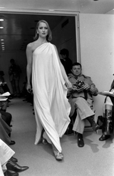 Dreamy 1978 Halston IV Red East-to-Wear Jersey One Shoulder Draped Dress w Side Slit